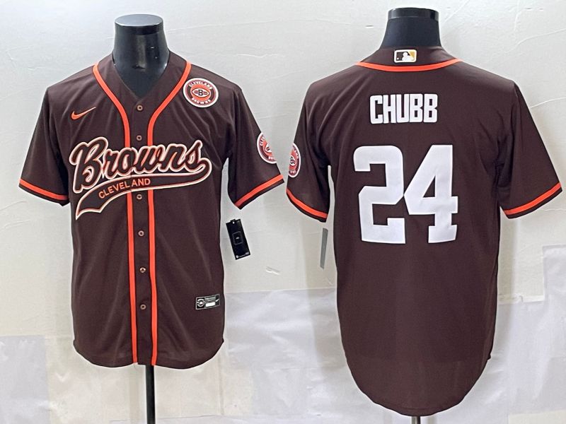 Men 2025 Cleveland Browns #24 Chubb Brown Joint Name Nike Limited NFL Jersey style 5->cleveland browns->NFL Jersey